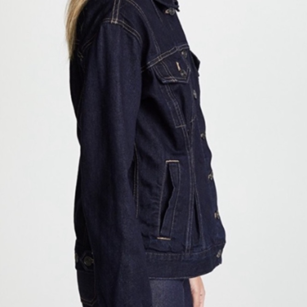 CURRENT ELLIOTT SIZE 2 ( MEDIUM)  CORSET TRUCKER JACKET IN HEARST DARK BLUE WASH - Picture 8 of 14
